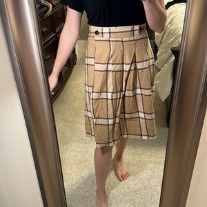 Camel Colored Plaid Wrap Skirt